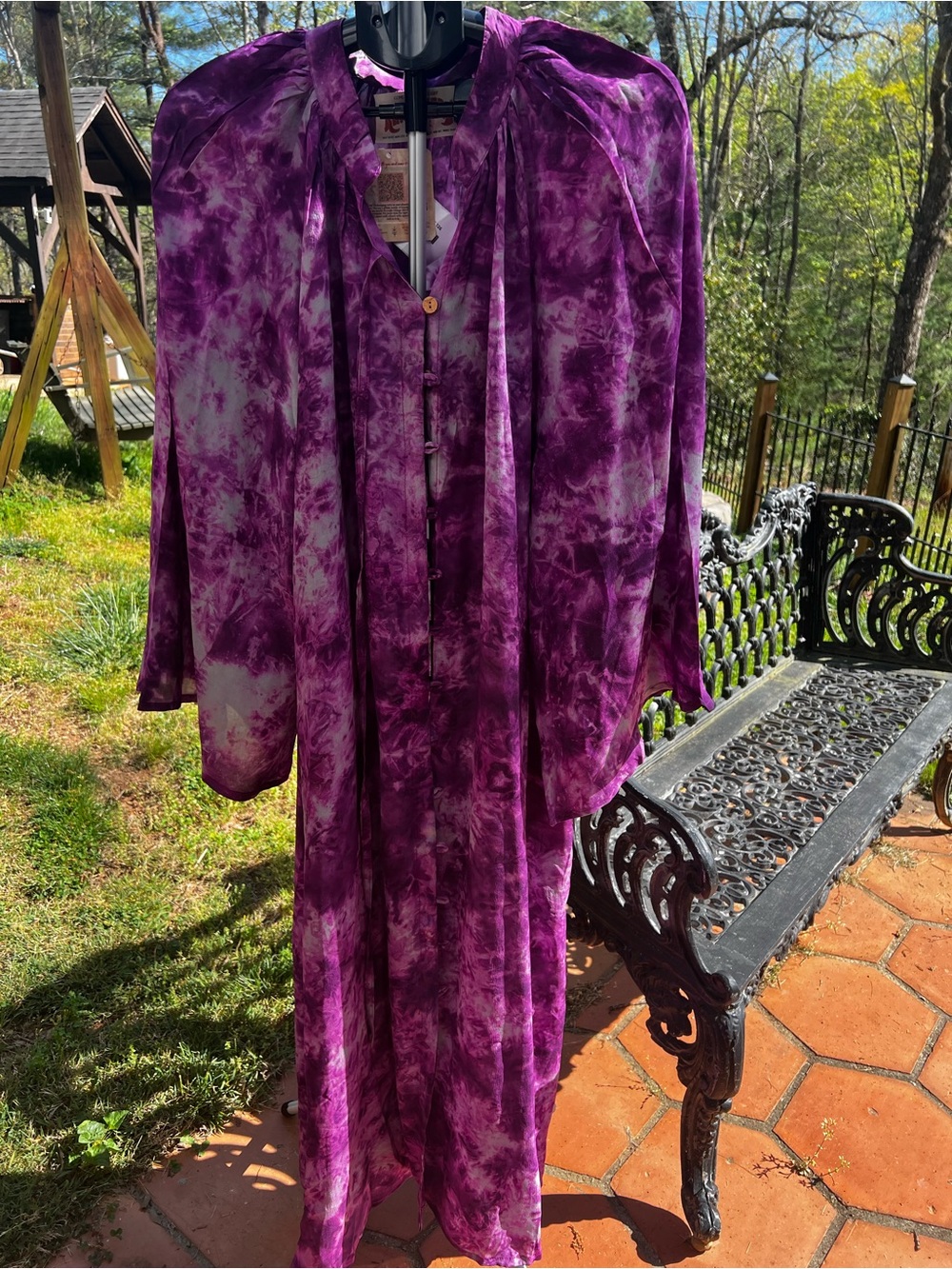Kantha Bae crêpe silk Woodstock duster/kimono